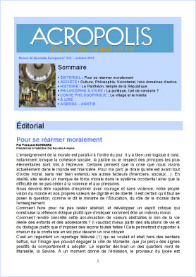 Première de couverture de la Revue Acropolis n°234